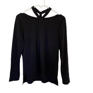 Drew NEW black long sleeved sweater cut out straps around neck size small
